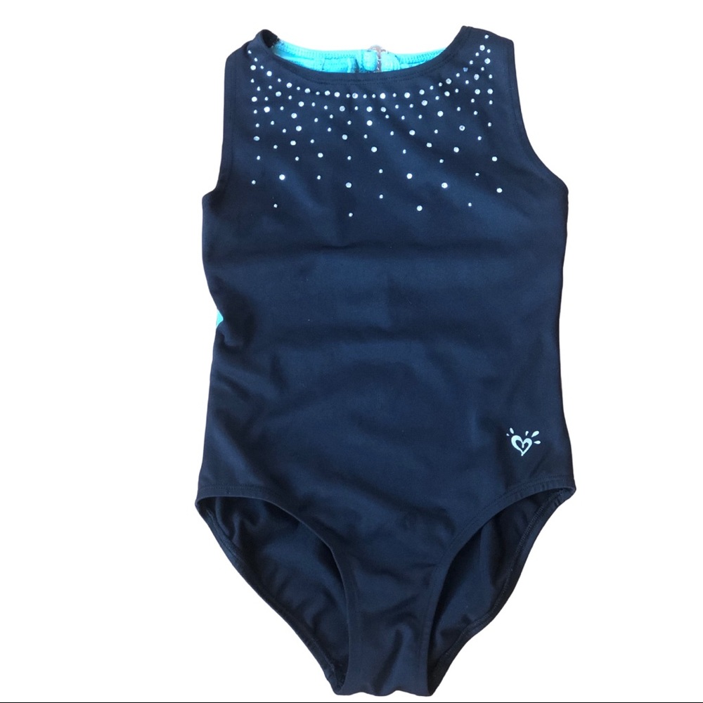 Justice Black and Teal Leotard Size 7 Medium